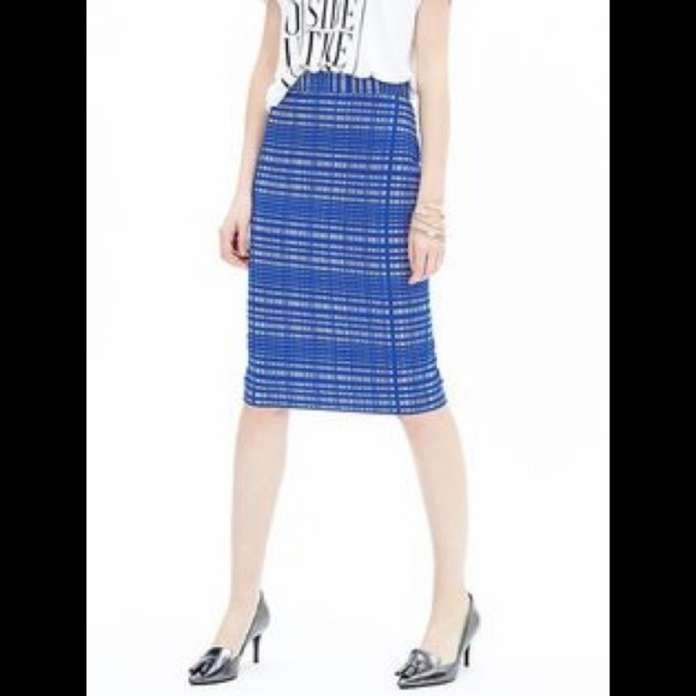 Banana Republic Blue Plaid Pencil Skirt